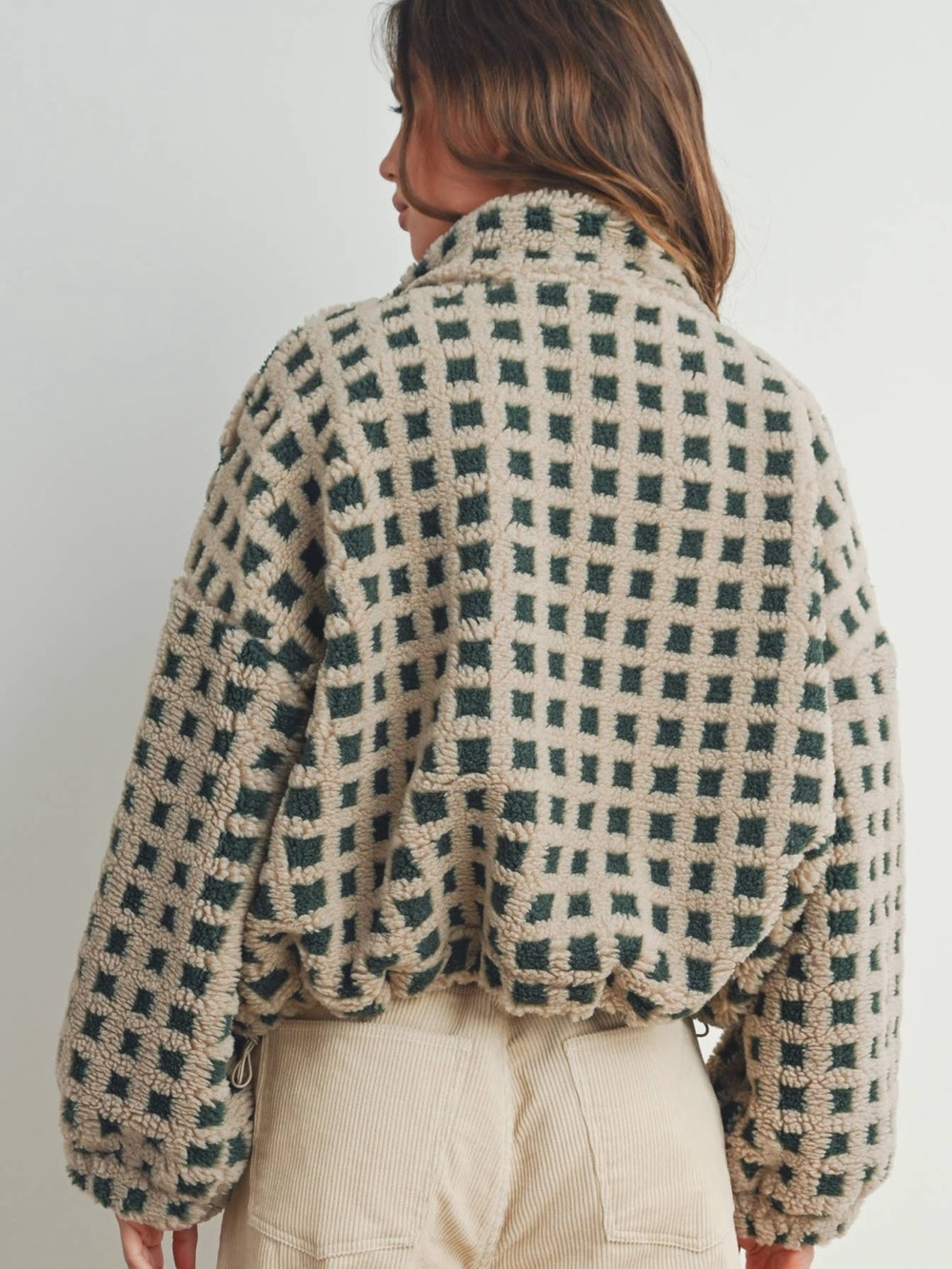 NWT Fashion Clothing Checkered Fleece Jacket Small - Picture 2 of 9